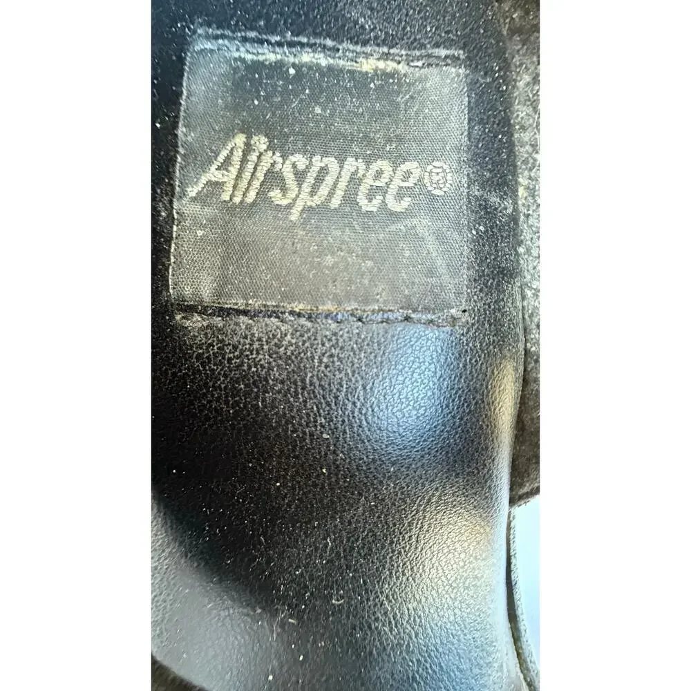 Airspree Black Leather Slip-On Sandals Women’s Size 7 Comfort Summer Shoes